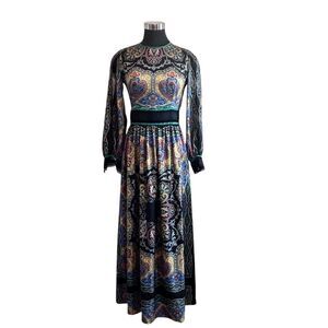 Sandro Paris Multicolor Paisley Long Sleeve Maxi Dress Size 38